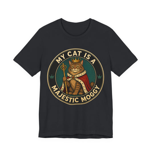 My Cat is a Majestic Moggy - Retro Whiskers - Dark T-Shirt | Cats With Character