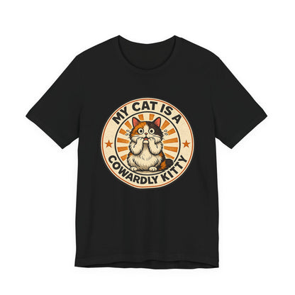 My Cat is a Cowardly Kitty - Retro Whiskers - Dark T-shirt | Cats With Character