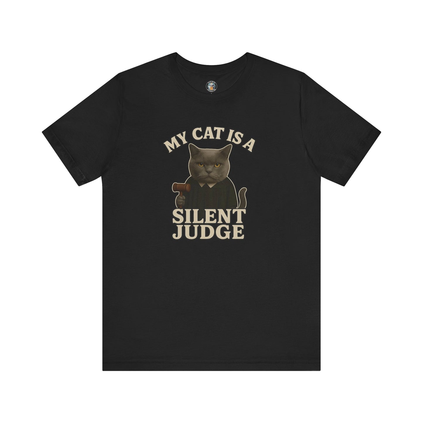 My Cat is a Silent Judge - Paws in Focus - Dark Unisex Jersey Short Sleeve Tee