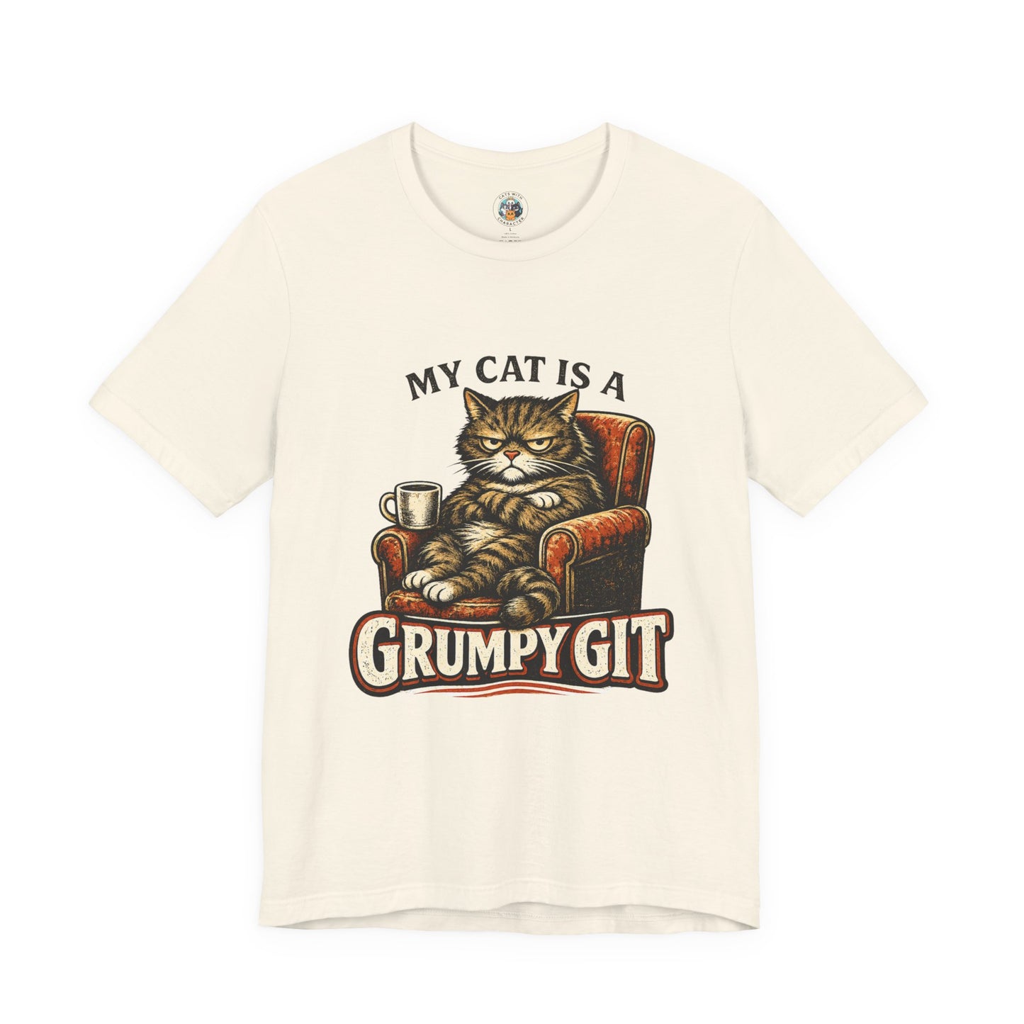 My Cat Is A Grumpy Git – Retro Whiskers Cat T-Shirt | Cats With Character