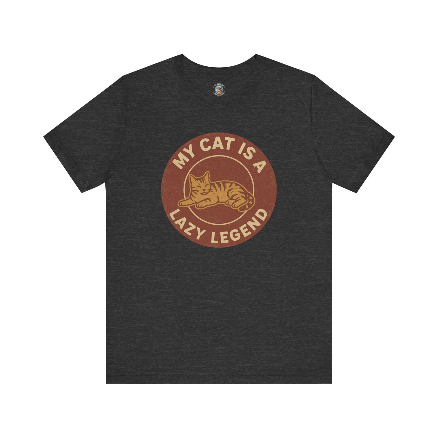 My Cat is a Lazy Legend - Retro Whiskers - Dark Unisex Jersey Short Sleeve Tee
