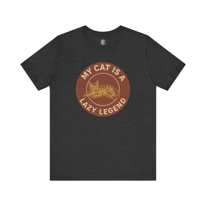 My Cat is a Lazy Legend - Retro Whiskers - Dark Unisex Jersey Short Sleeve Tee