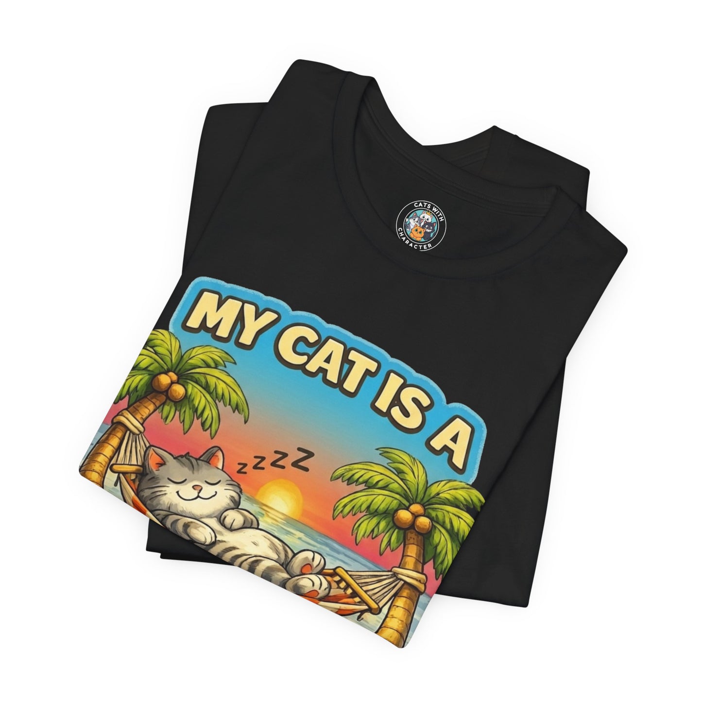 My Cat Is A Beach Bum Dark T-Shirt | Funny Cat Lover Summer T-Shirt
