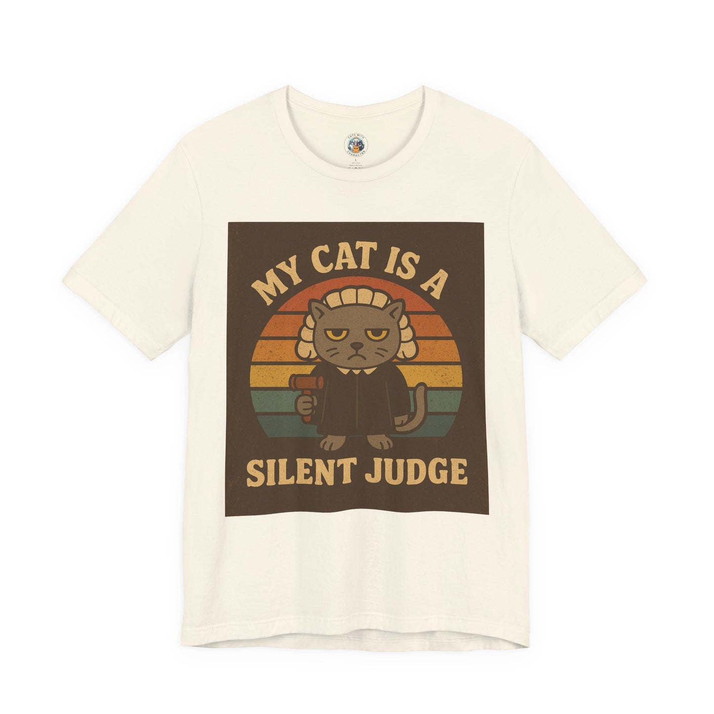 My Cat is a Silent Judge - Retro Whiskers - Unisex Jersey Short Sleeve Tee
