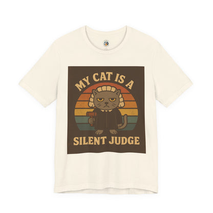 My Cat is a Silent Judge - Retro Whiskers - Unisex Jersey Short Sleeve Tee
