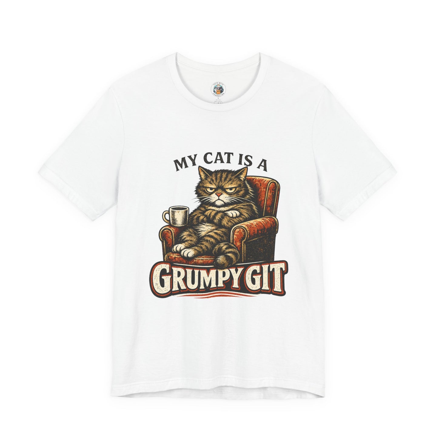 My Cat Is A Grumpy Git – Retro Whiskers Cat T-Shirt | Cats With Character