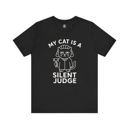 My Cat is a Silent Judge - Simply Purrfect - Dark Unisex Jersey Short Sleeve Tee