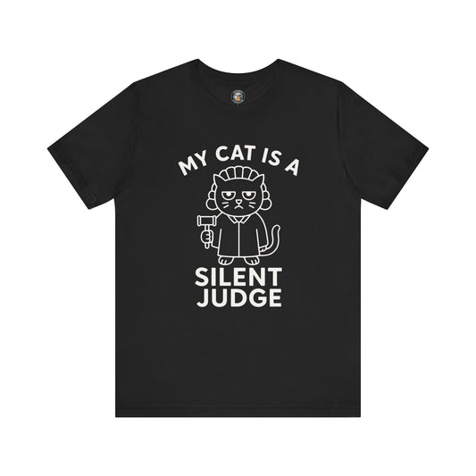My Cat is a Silent Judge - Simply Purrfect - Dark Unisex Jersey Short Sleeve Tee