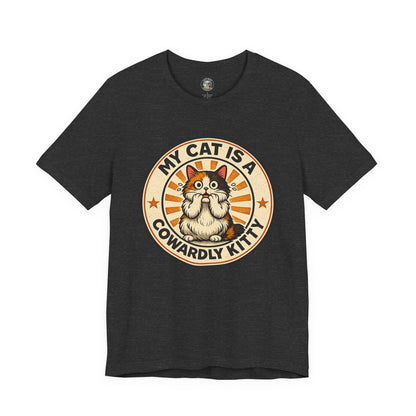 My Cat is a Cowardly Kitty - Retro Whiskers - Dark T-shirt | Cats With Character