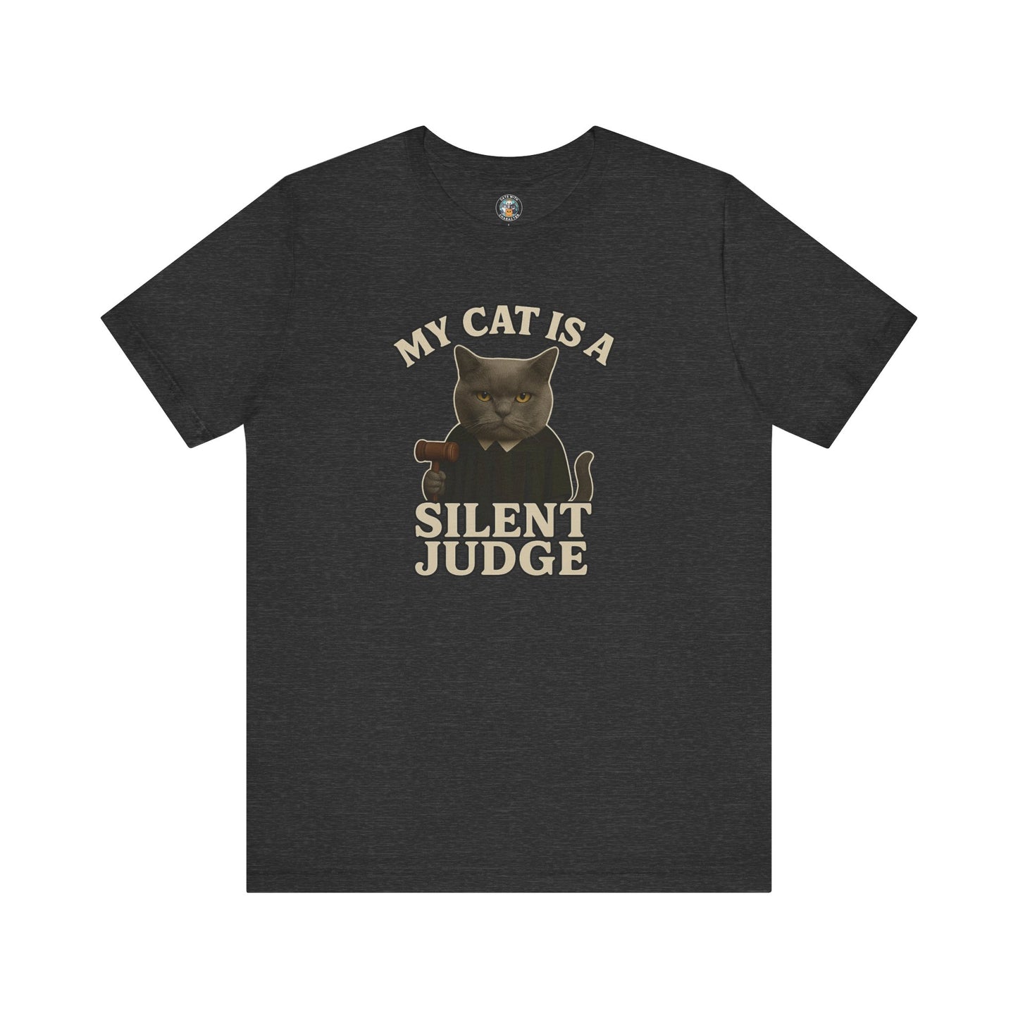 My Cat is a Silent Judge - Paws in Focus - Dark Unisex Jersey Short Sleeve Tee