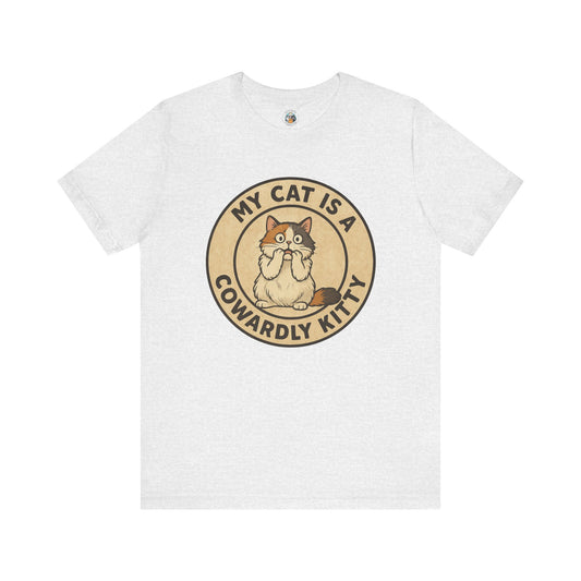 My Cat is a Cowardly Kitty - Retro Whiskers - Unisex Jersey Short Sleeve Tee