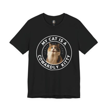 My Cat is a Cowardly Kitty - Paws in Focus - Dark Unisex Jersey Short Sleeve Tee