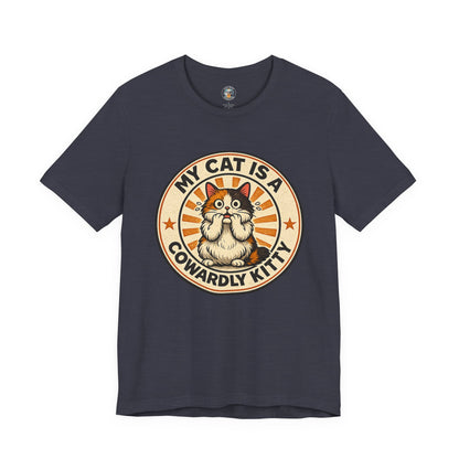 My Cat is a Cowardly Kitty - Retro Whiskers - Dark T-shirt | Cats With Character