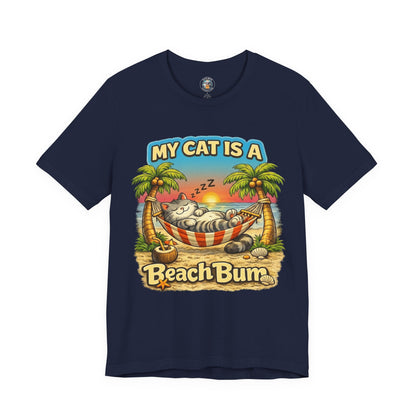 My Cat Is A Beach Bum Dark T-Shirt | Funny Cat Lover Summer T-Shirt