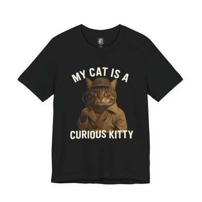 My Cat is a Curious Kitty - Paws in Focus - Dark Unisex Jersey Short Sleeve Tee