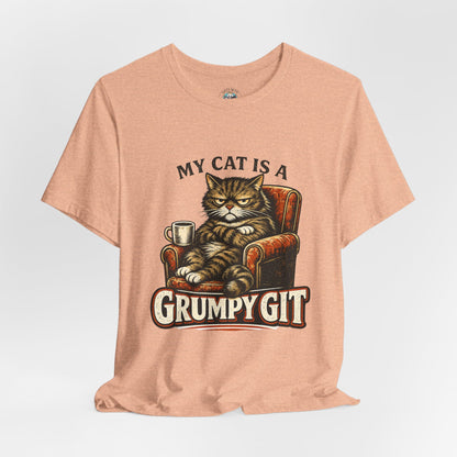 My Cat Is A Grumpy Git – Retro Whiskers Cat T-Shirt | Cats With Character