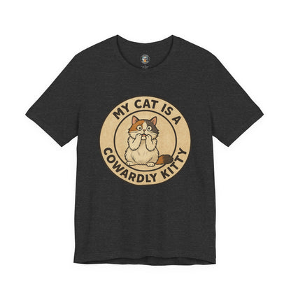 My Cat is a Cowardly Kitty - Retro Whiskers - Dark Unisex Jersey Short Sleeve Tee