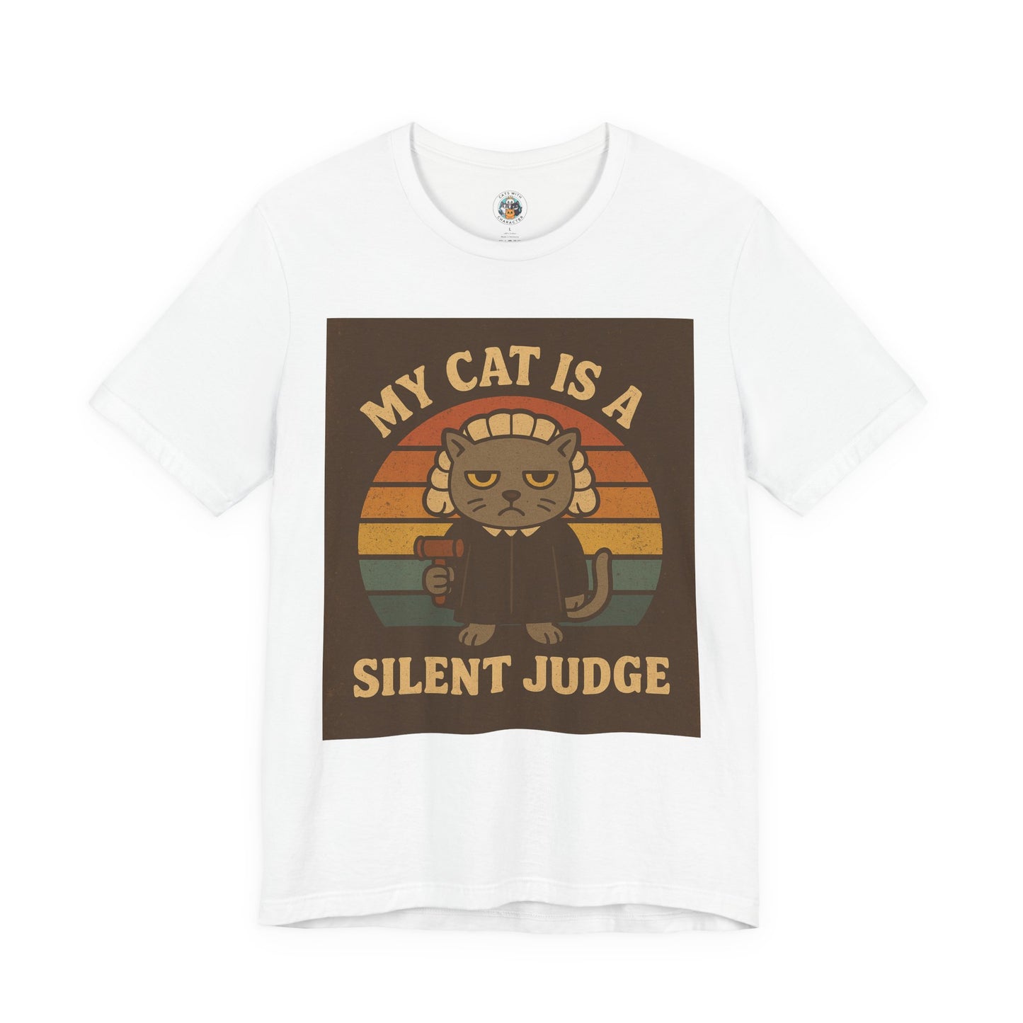 My Cat is a Silent Judge - Retro Whiskers - Unisex Jersey Short Sleeve Tee