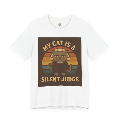 My Cat is a Silent Judge - Retro Whiskers - Unisex Jersey Short Sleeve Tee