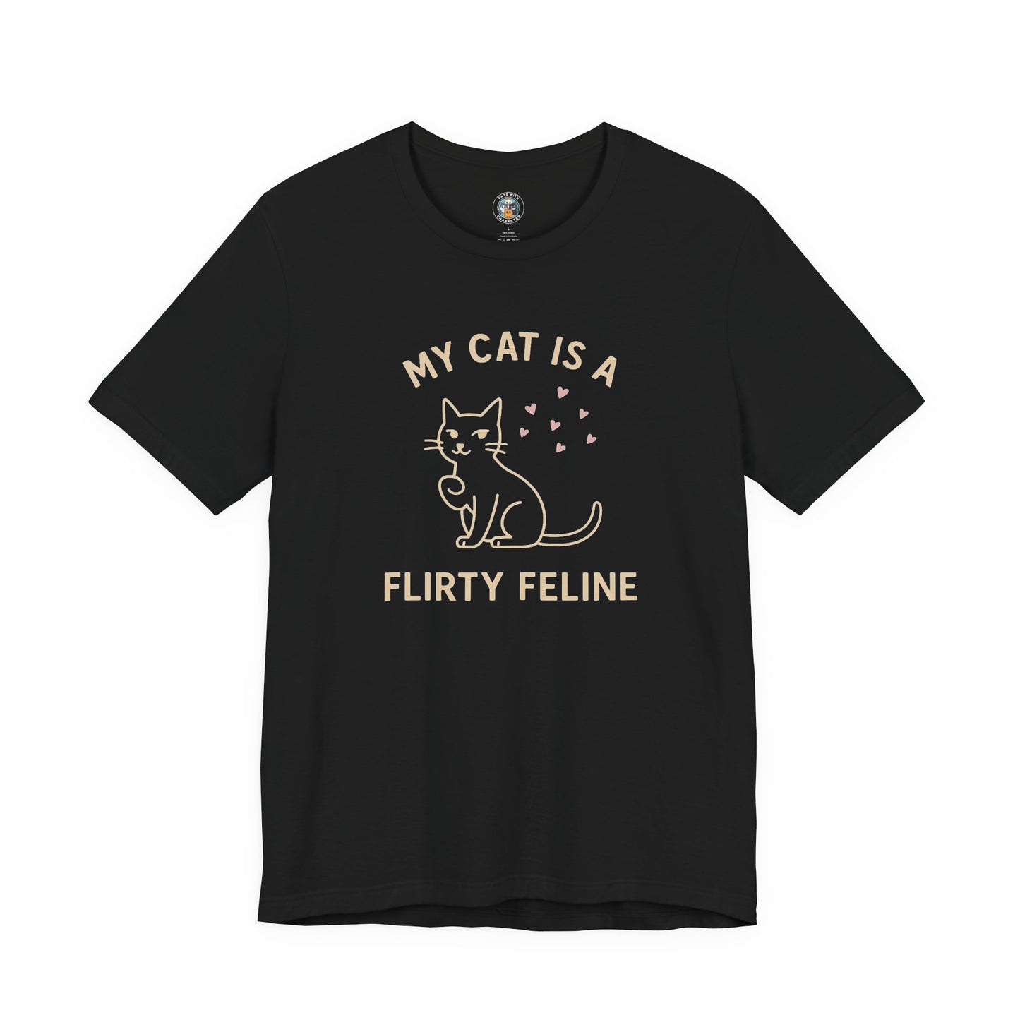 My cat is a Flirty Feline - Simply Purrfect - Black Unisex Jersey Short Sleeve Tee