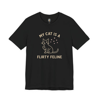My cat is a Flirty Feline - Simply Purrfect - Black Unisex Jersey Short Sleeve Tee