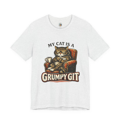 My Cat Is A Grumpy Git – Retro Whiskers Cat T-Shirt | Cats With Character