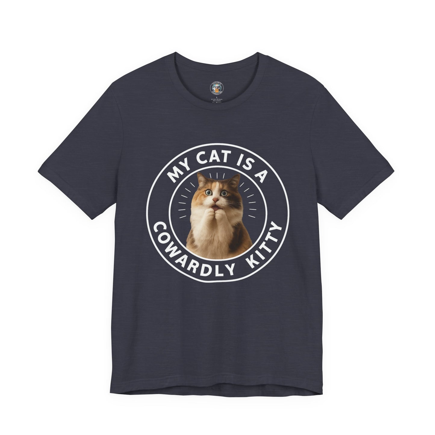 My Cat is a Cowardly Kitty - Paws in Focus - Dark Unisex Jersey Short Sleeve Tee