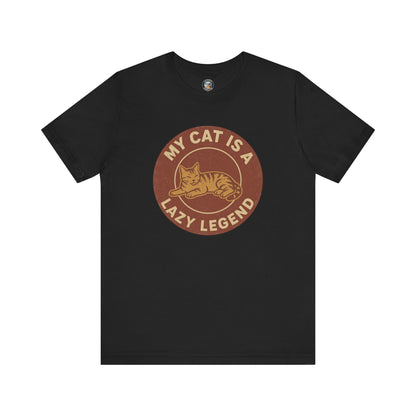 My Cat is a Lazy Legend - Retro Whiskers - Dark Unisex Jersey Short Sleeve Tee