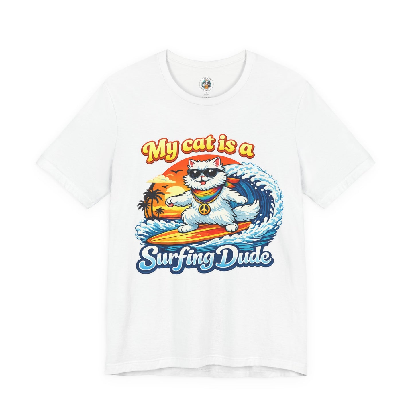 My Cat Is A Surfing Dude T-Shirt – Funny Cool Cat Surf Graphic Tee for Cat Lovers