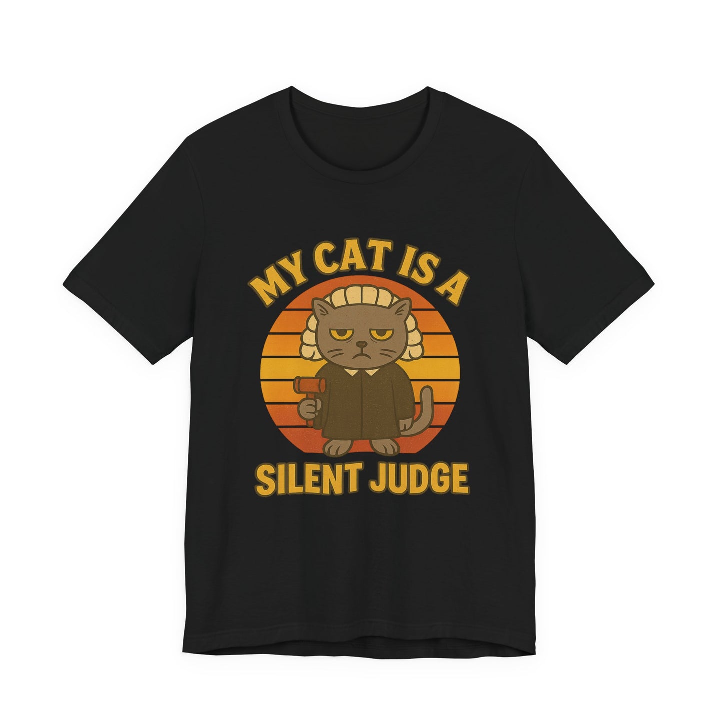 My Cat is a Silent Judge - Retro Whiskers - Dark T-shirt