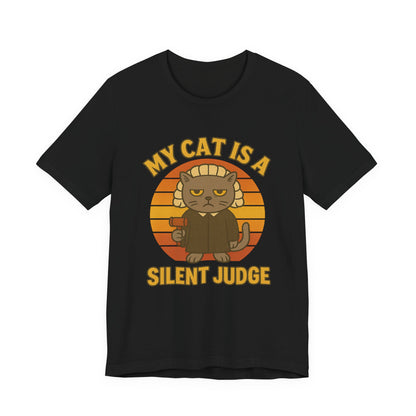 My Cat is a Silent Judge - Retro Whiskers - Dark T-shirt