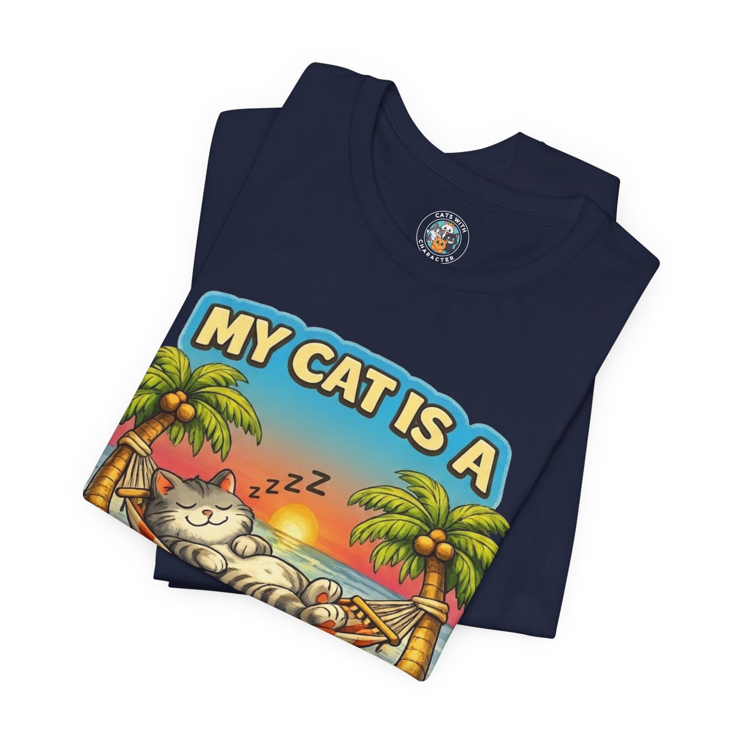 My Cat Is A Beach Bum Dark T-Shirt | Funny Cat Lover Summer T-Shirt