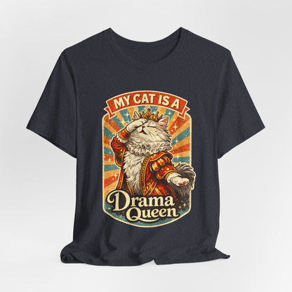 My Cat Is A Drama Queen - Retro Whiskers - Dark Cat T-Shirt | Cats With Character