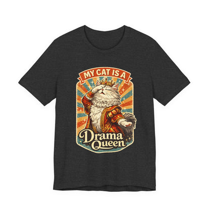 My Cat Is A Drama Queen - Retro Whiskers - Dark Cat T-Shirt | Cats With Character