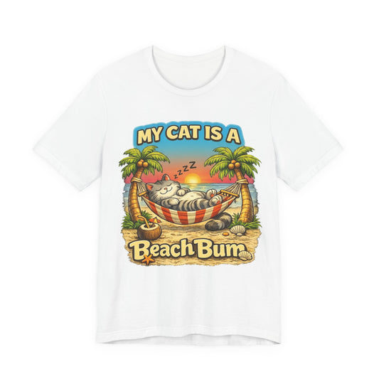My Cat Is A Beach Bum T-Shirt | Funny Cat Lover Summer T-Shirt