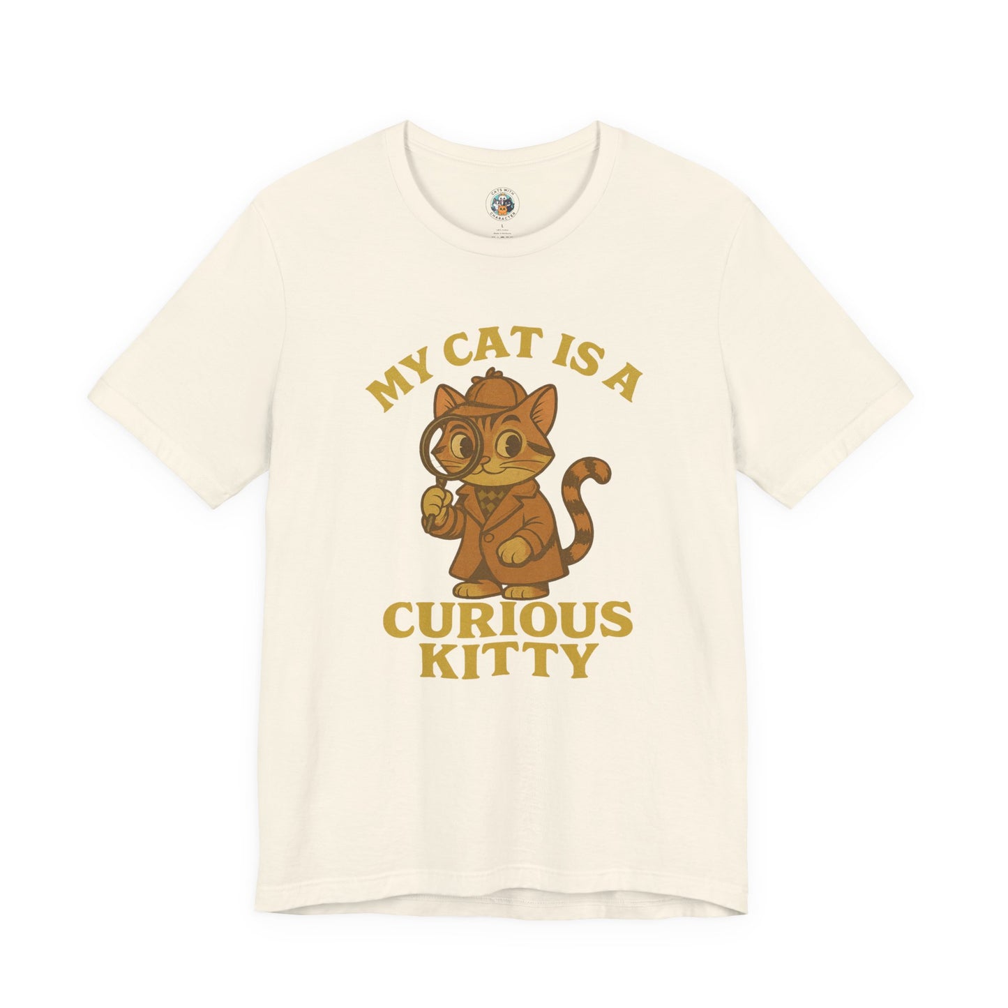 My Cat is a Curious Kitty - Retro Whiskers - Unisex Jersey Short Sleeve Tee