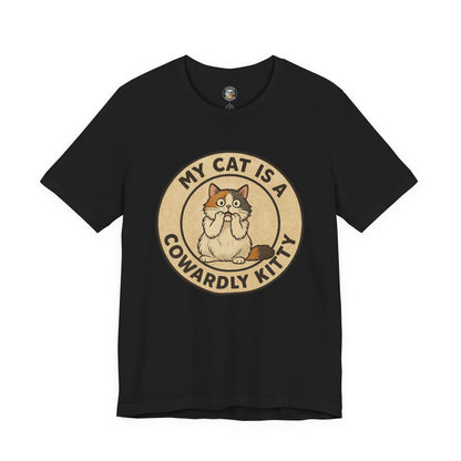 My Cat is a Cowardly Kitty - Retro Whiskers - Dark Unisex Jersey Short Sleeve Tee