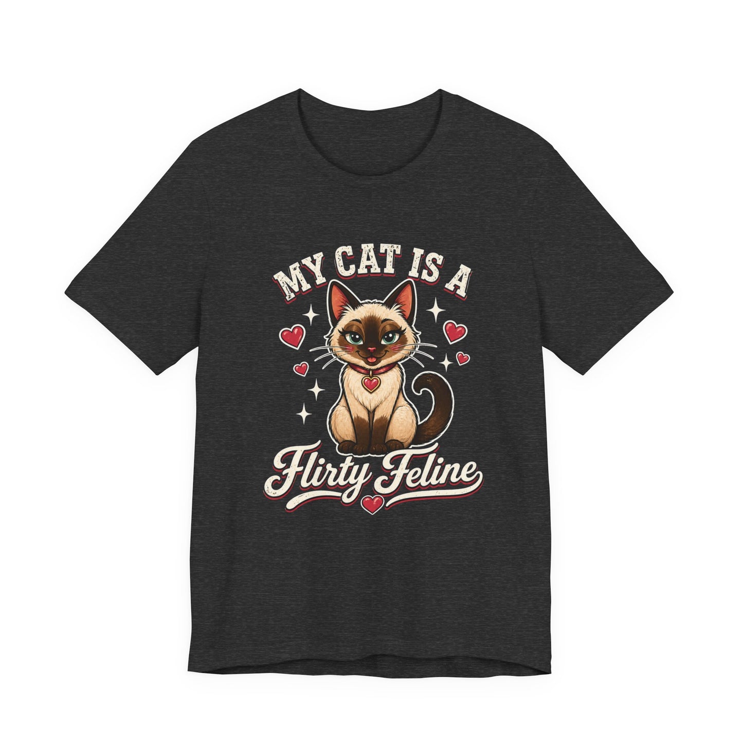 My Cat Is A Flirty Feline – Retro Whiskers Dark T-shirt | Cats With Character