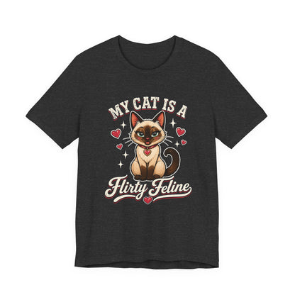 My Cat Is A Flirty Feline – Retro Whiskers Dark T-shirt | Cats With Character