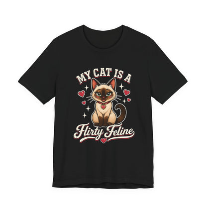 My Cat Is A Flirty Feline – Retro Whiskers Dark T-shirt | Cats With Character