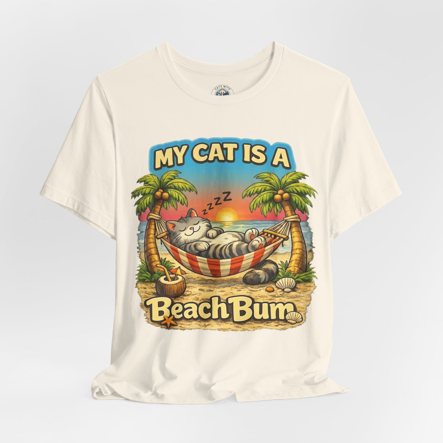 My Cat Is A Beach Bum T-Shirt | Funny Cat Lover Summer T-Shirt