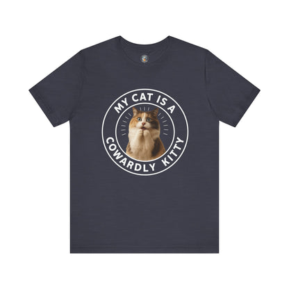 My Cat is a Cowardly Kitty - Paws in Focus - Dark Unisex Jersey Short Sleeve Tee