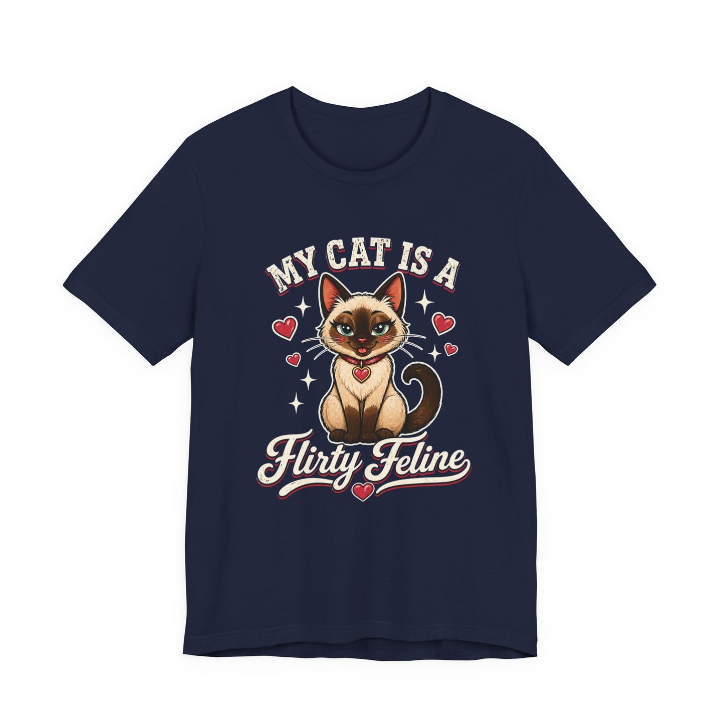 My Cat Is A Flirty Feline – Retro Whiskers Dark T-shirt | Cats With Character