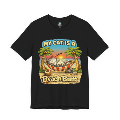 My Cat Is A Beach Bum Dark T-Shirt | Funny Cat Lover Summer T-Shirt