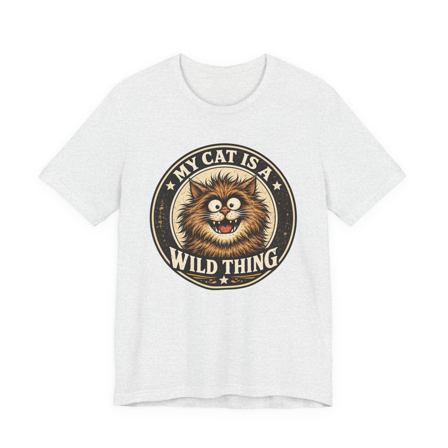 My Cat Is A Wild Thing – Retro Vintage Dark Cat T-Shirt | Cats With Character