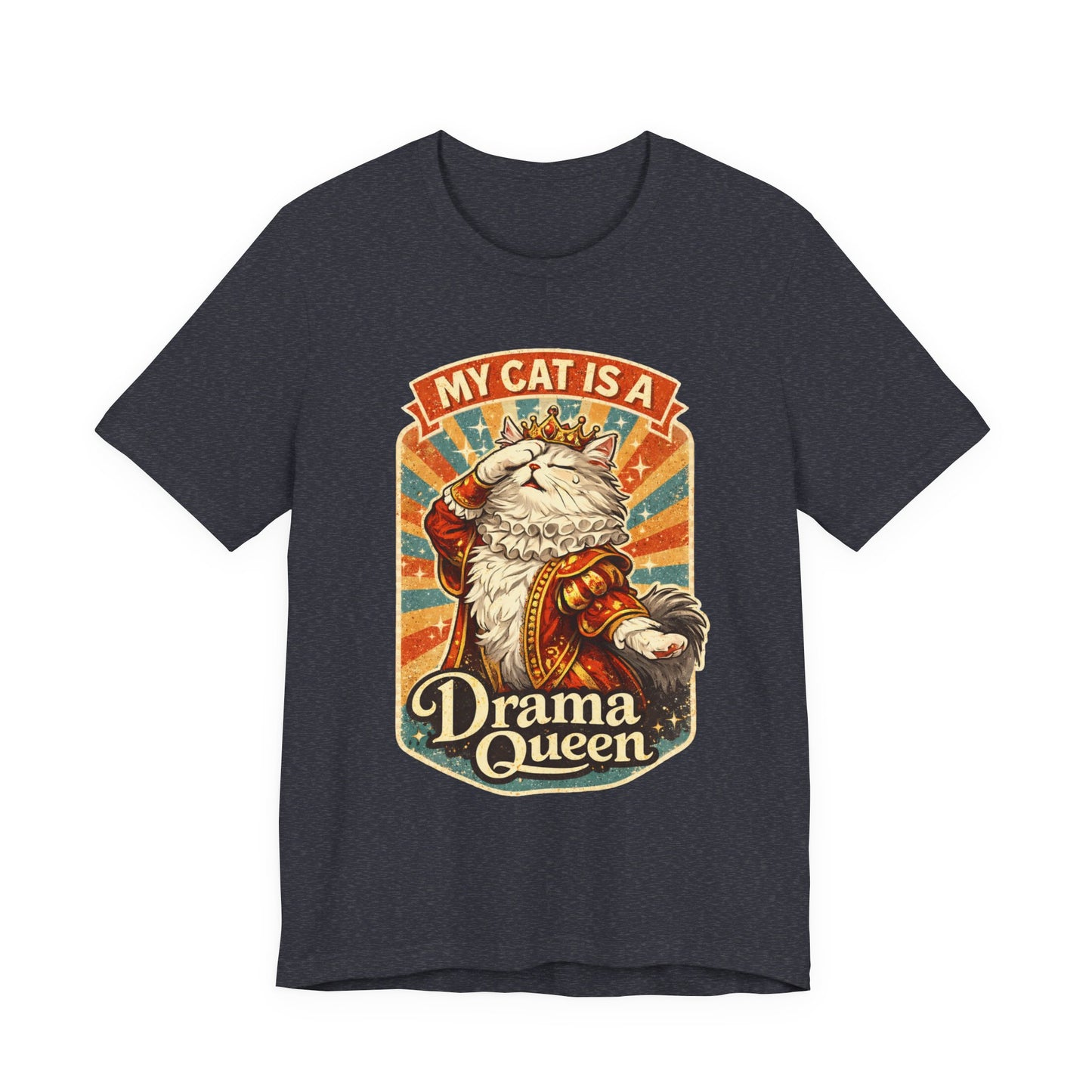 My Cat Is A Drama Queen - Retro Whiskers - Dark Cat T-Shirt | Cats With Character