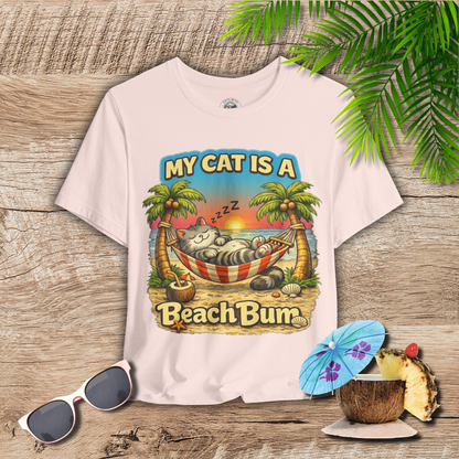 My Cat Is A Beach Bum T-Shirt | Funny Cat Lover Summer T-Shirt