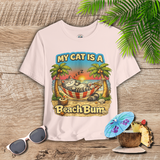 My Cat Is A Beach Bum T-Shirt | Funny Cat Lover Summer T-Shirt