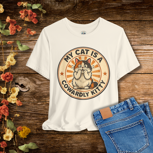 My Cat is a Cowardly Kitty - Retro Whiskers - T-shirt