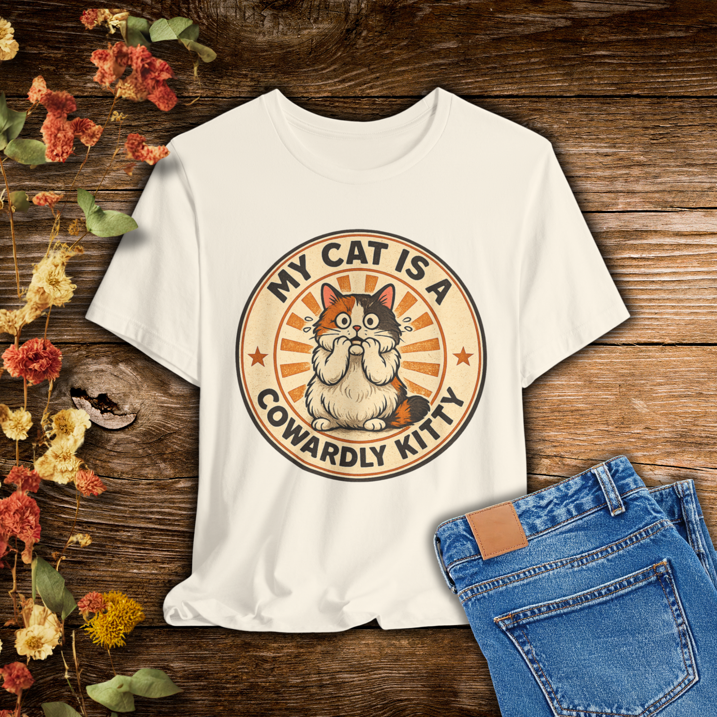 My Cat is a Cowardly Kitty - Retro Whiskers - T-shirt